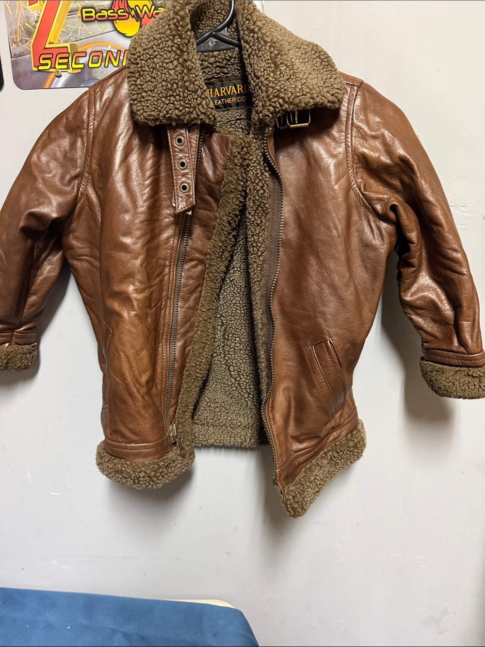 Harvard Leather Co. Kids Brown Shearling-Lined Leather Jacket